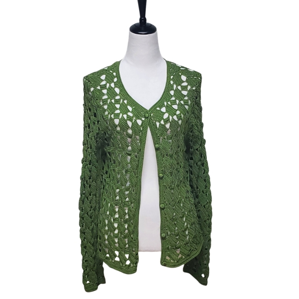 Liz Claiborne Crochet Long Sleeve Top Sweater Size Medium